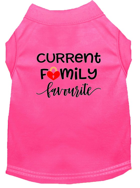 Family Favorite Screen Print Dog Shirt Bright Pink Med